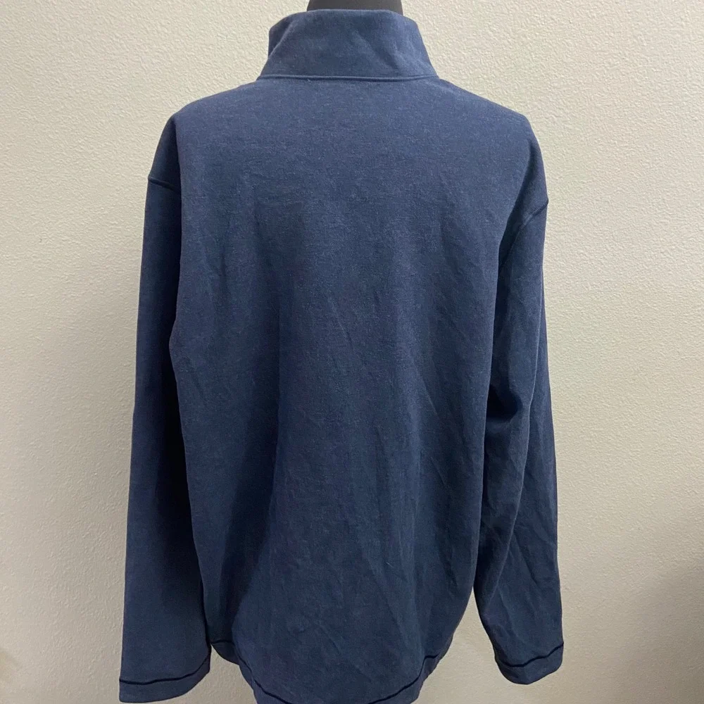Johnston & Murphy Mens XL Blue Brown Reversible 1/4 Zip Pullover Solid